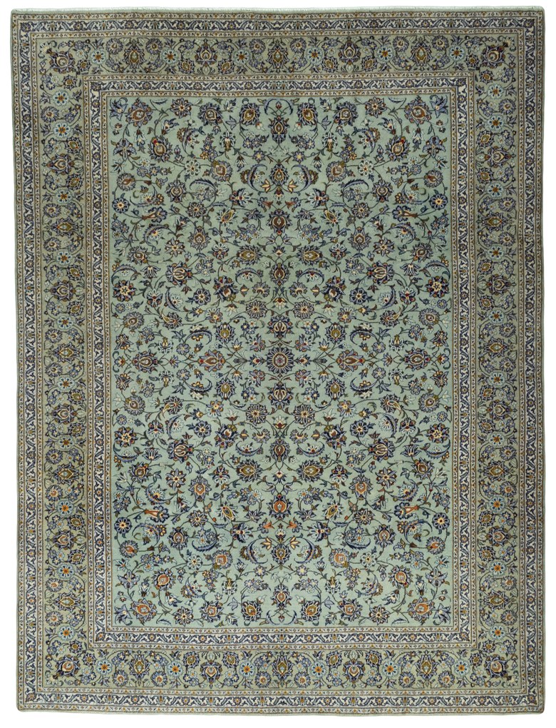 Kashan Tappeto persiano 400 x 300 Verde (Iran) Annodato A Mano