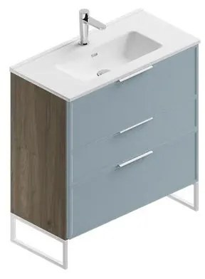 Mobile sottolavabo e lavabo Quadra per vasca centrale cotto/cielo in mdf L 80 x H 93 x P 39 cm 3 cassetti