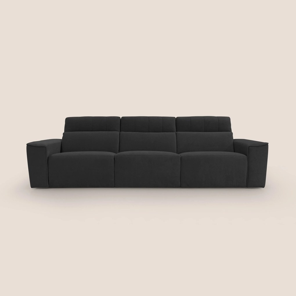 Clark Divano modulare 3 sedute con opzione relax elettrico in tessuto smacchiabile impermeabile T17 nero