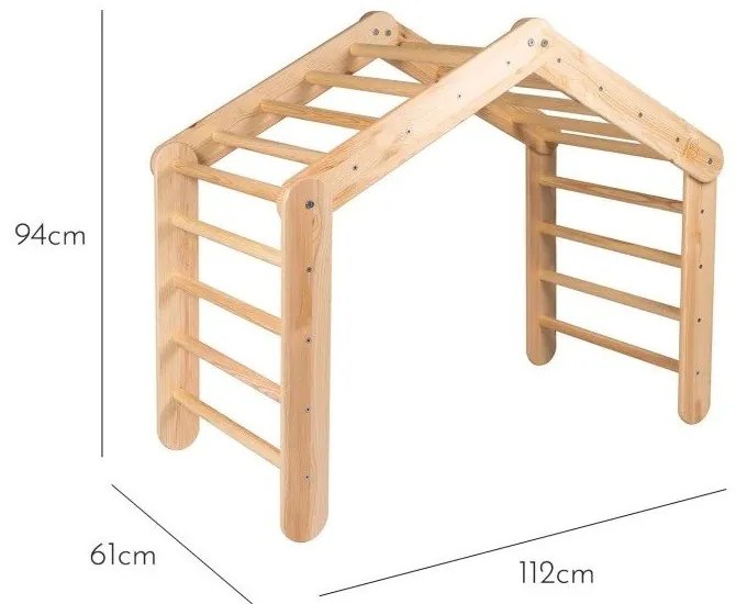 Pikler triangolo montessori azzurro/di colore naturale in pino massiccio 112x61x94 cm Montessori – Meowbaby