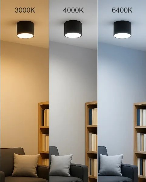 Faretto LED/5W/230V 3000/4000/6400K Ø 7,5 cm nero