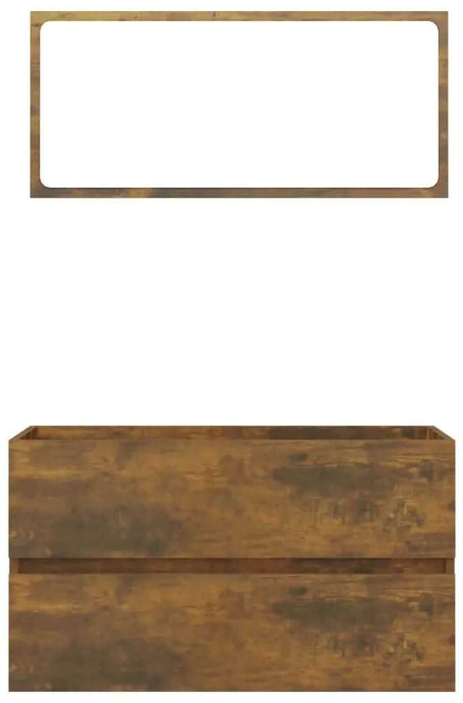 Set mobili da bagno 2 pz rovere fumo in legno multistrato