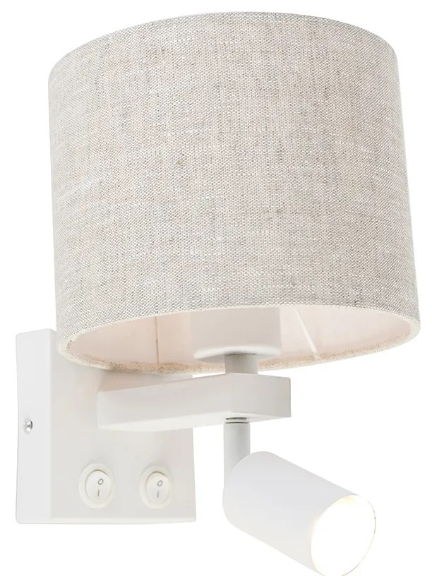 Applique da parete bianca con lampada da lettura e paralume grigio chiaro 18 cm - Brescia