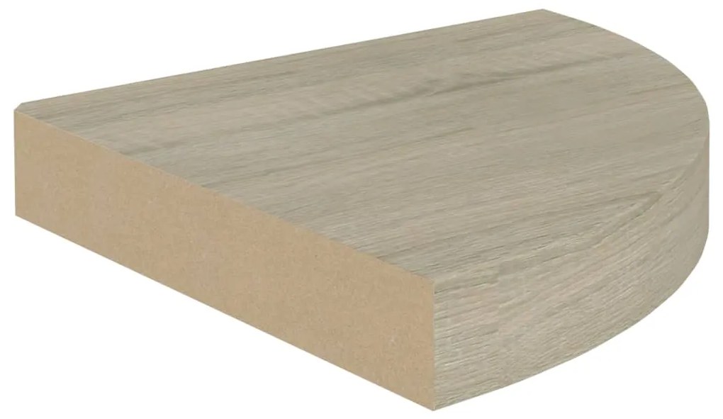 Scaffali angolari a parete 2 pz rovere 25x25x3,8 cm mdf