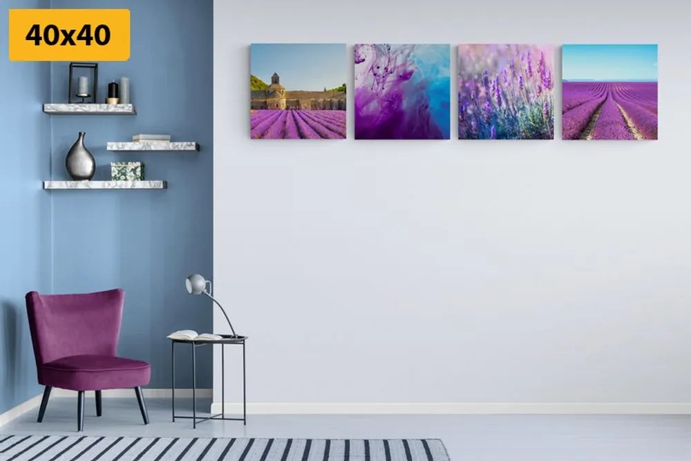 Set di quadri – Lavanda con astrazione