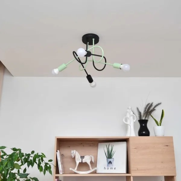 Lampadario a plafone OXFORD 4xE27/15W/230V nero/verde