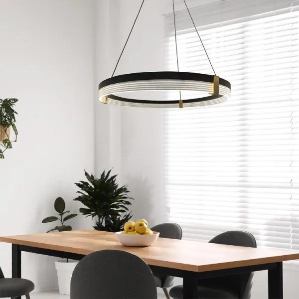 Lampadario a sospensione LED su cavo TRIANGLE LED/40W/230V 3000/4000/6000K Ø 60 cm nero