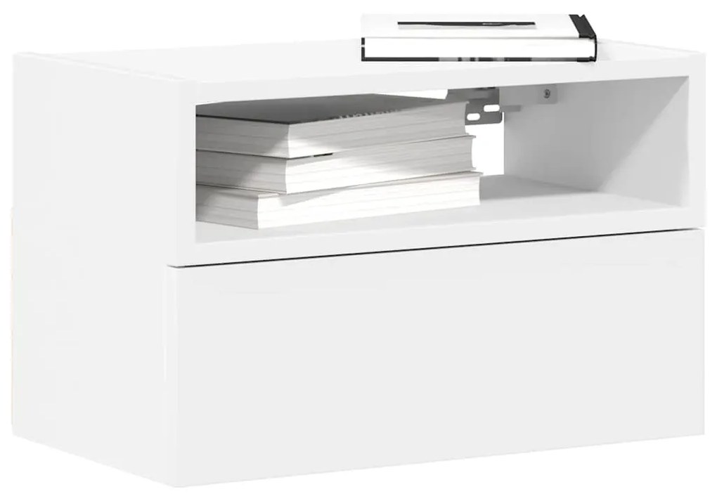 Comodino A Parete Bianco 45x26x28,5 Cm /