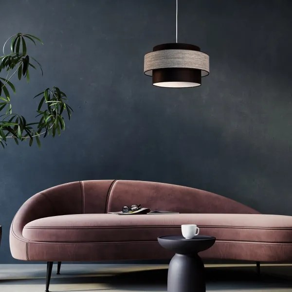 Lampadario a sospensione con filo GRACE 1xE27/60W/230V diametro 40 cm nero/grigio