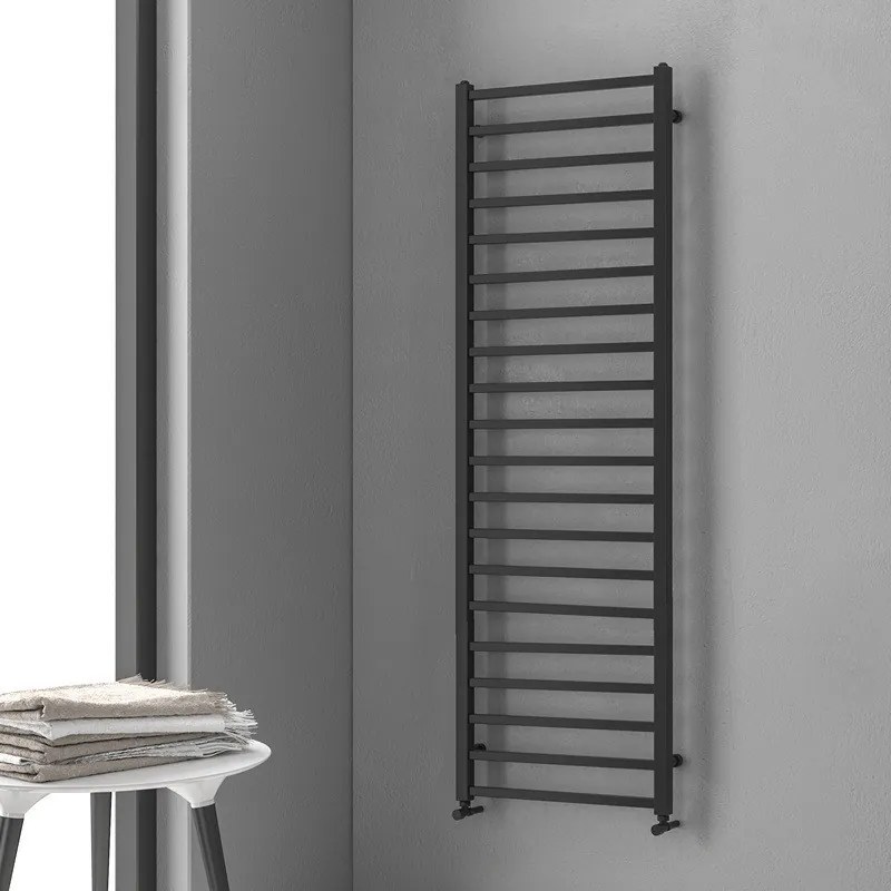 Kamalu - termoarredo bagno 1700x500m nero opaco modello kam-378n