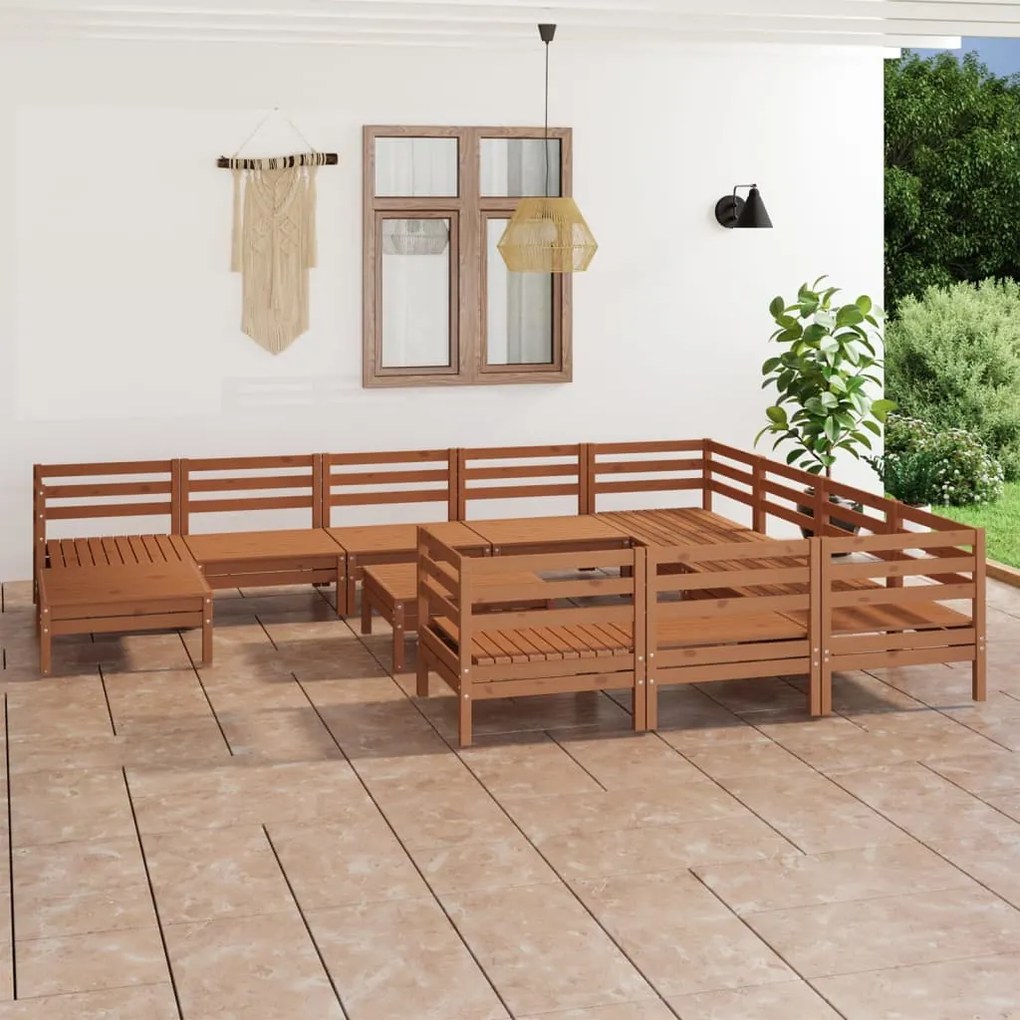 Set salotto da giardino 12 pz miele in legno massello di pino