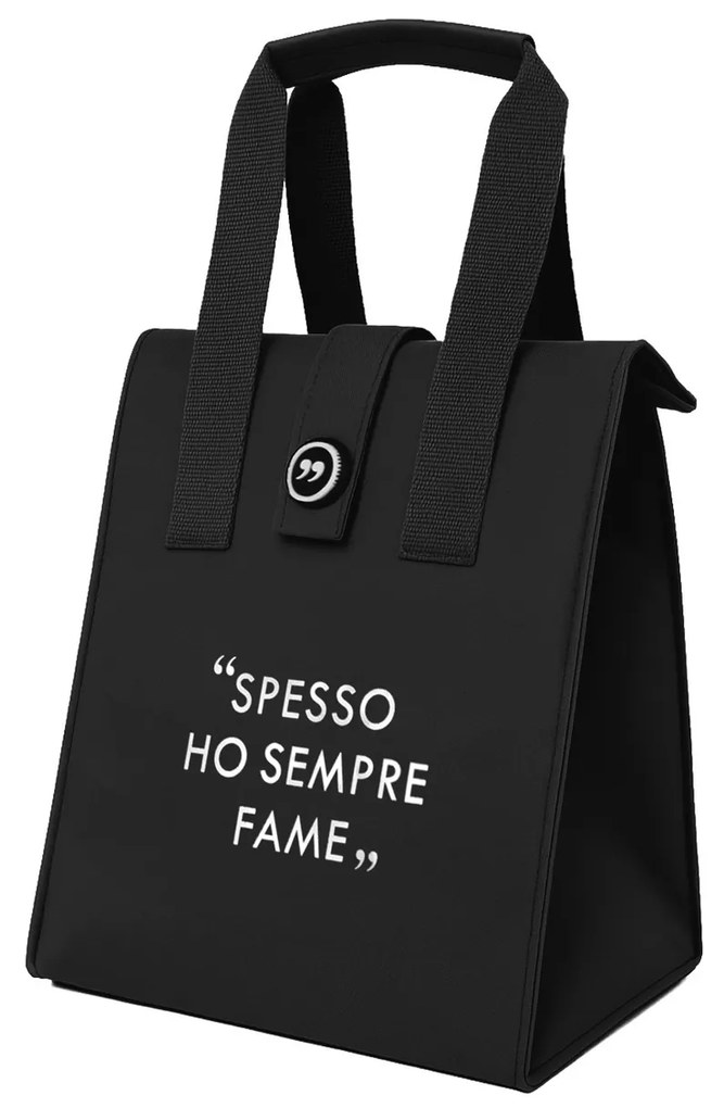 Borsa porta pranzo termica 12 L nero con scritta