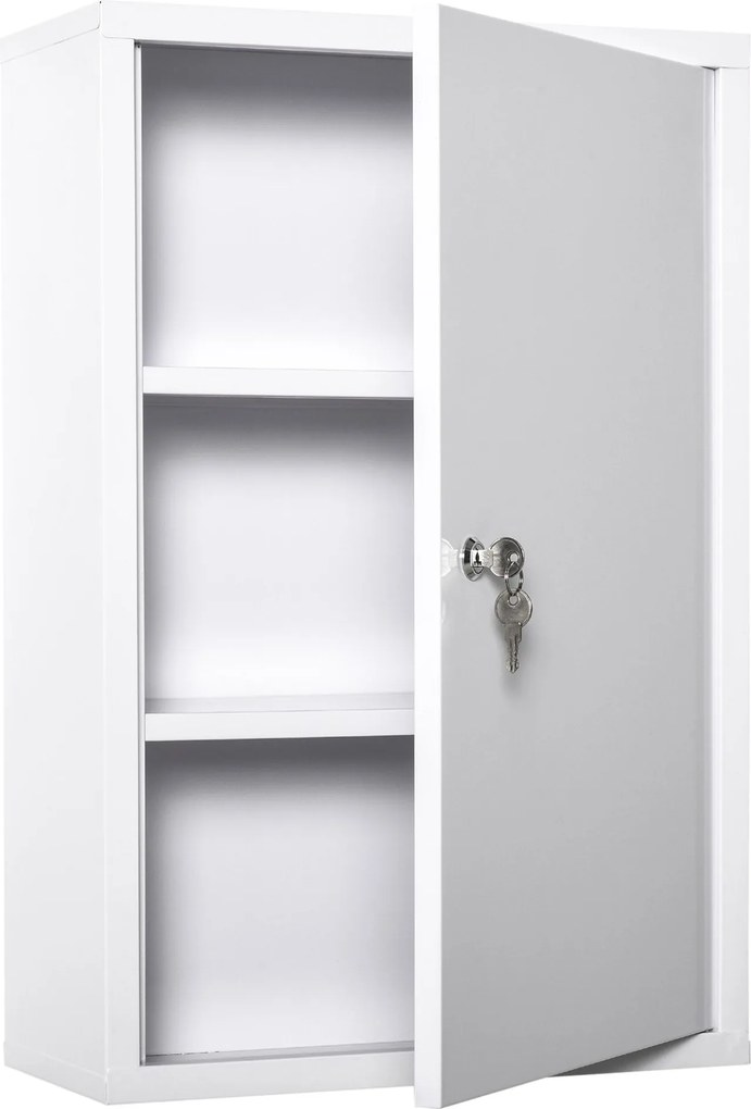 Armadietto Medicinali da Parete 40x18x60 cm 2 Chiavi in Acciaio Bianco...