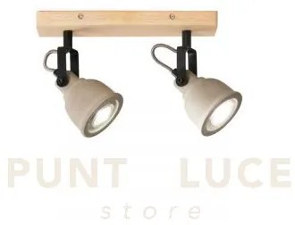 Applique a parete kisa grigia e legno 2 luci attacco gu10 30x8x15,9cm