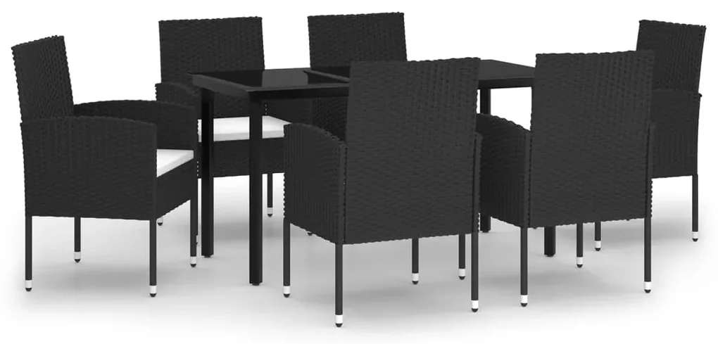 Idaxl set mobili da pranzo per giardino 7 pz nero