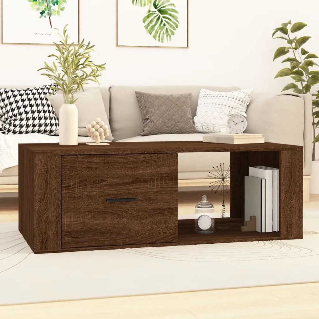 Tavolino Salotto Rovere Marrone 100x50,5x35cm Legno Multistrato /