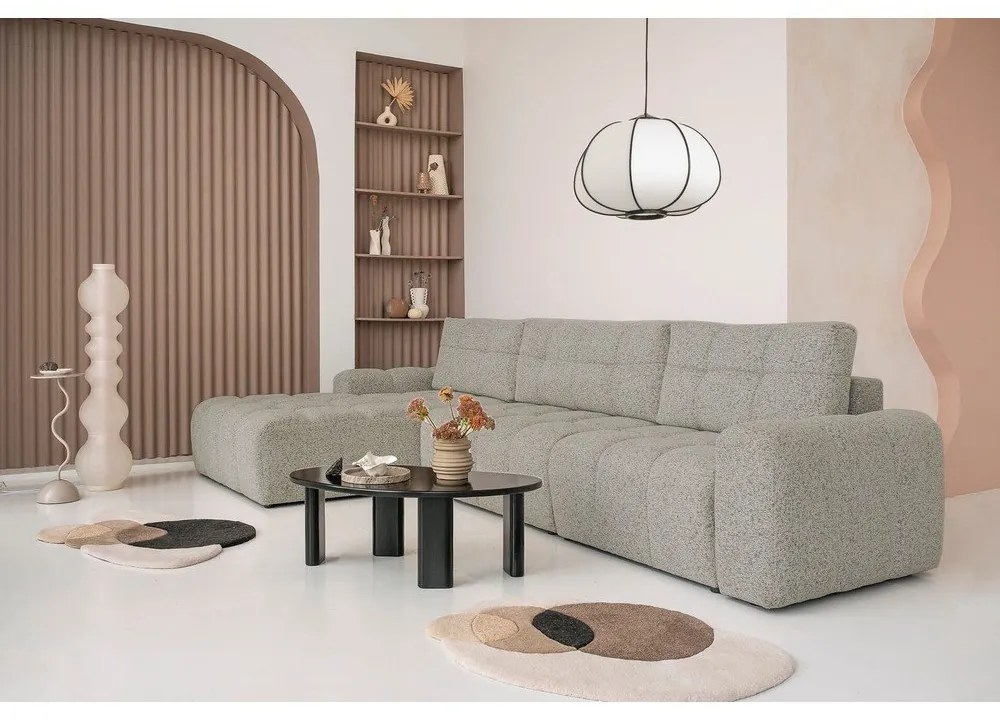 Divano angolare componibile marrone chiaro allungabile/con contenitore (con penisola a sinistra) Lulu – Miuform