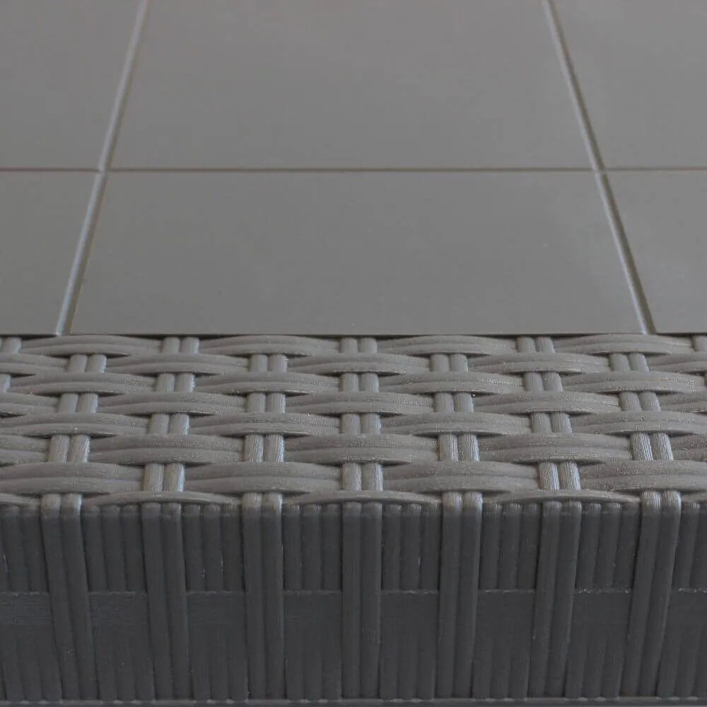 CALIGOLA - set tavolo in resina effetto rattan cm 80 x 80 x 74 h con 4 poltrone Alma