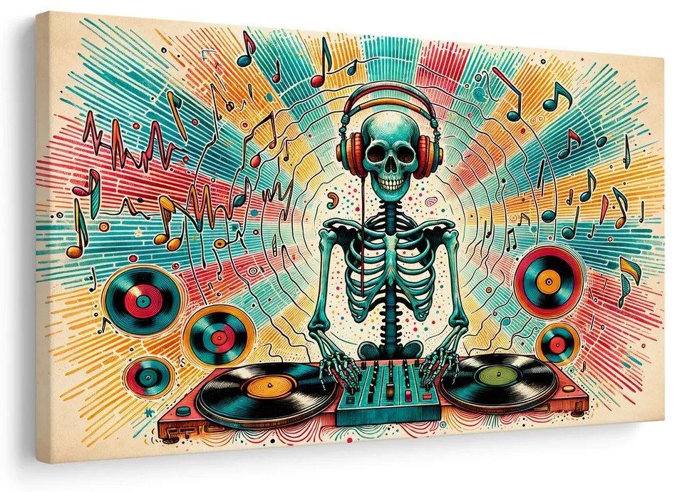Quadro su tela – Scheletro disco con dischi
