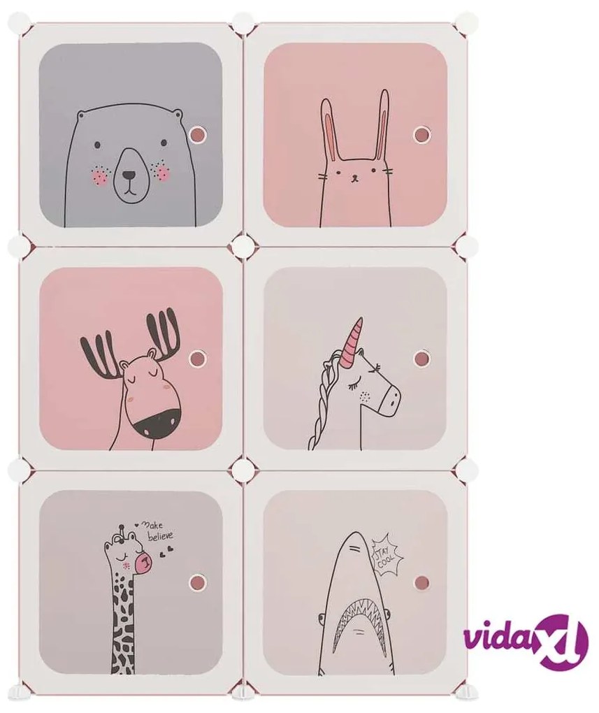 vidaXL Scaffale Portaoggetti per Bambini con 6 Cubi Rosa in PP