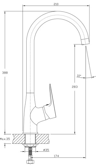 Aqualine - Rubinetto per lavello LOTTA opaco nero