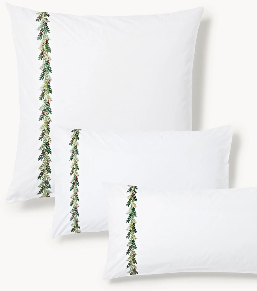 Federa in cotone con ricamo natalizio Evan