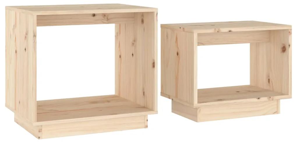 Tavolini da salotto ad incastro 2 pz in legno di pino