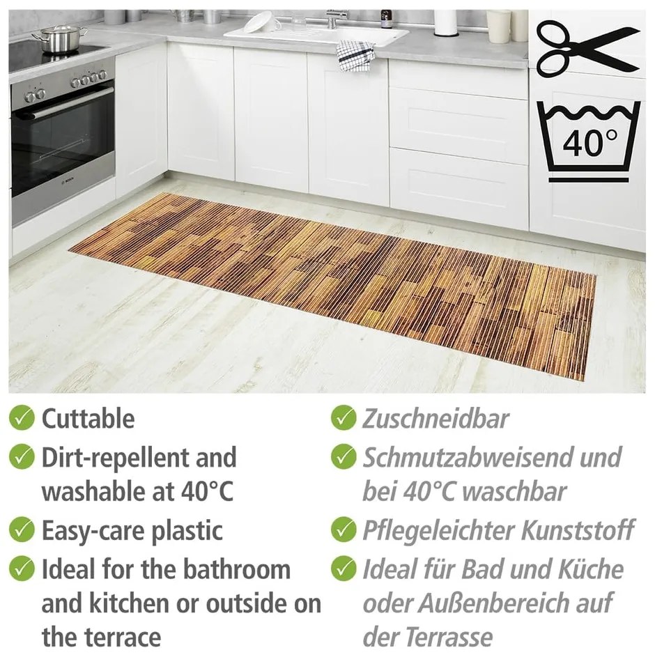 Tappetino da bagno in plastica marrone 65x200 cm Lambris - Wenko