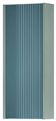 Pensile bagno Niwa laccato opaco verde timo con vetro blu pacifico, 1 anta apertura da sinistra P 17 x L 30 x H 78.5 cm