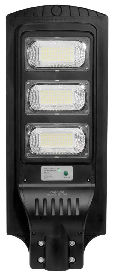 Armatura Stradale Solare 90W, 5.000k, Luce Minima + Sensore di Mov. Aut. 10h LED Lumileds Colore Bianco Freddo 5.000K