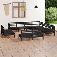 Set Salotto da Giardino 11 pz in Legno Massello di Pino Nero 3083158