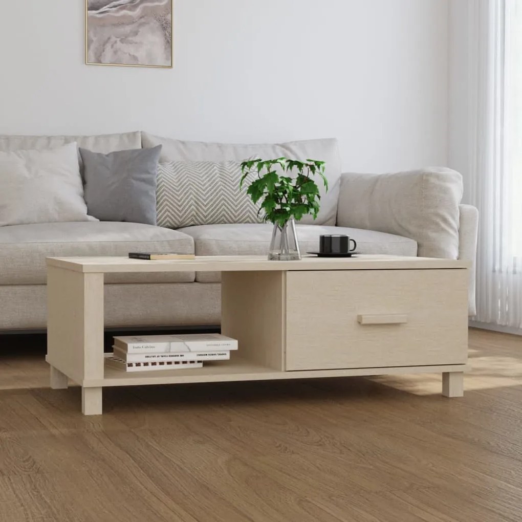 Tavolino Hamar Ambra 100x55x35 Cm İn Legno Massello Di Pino /