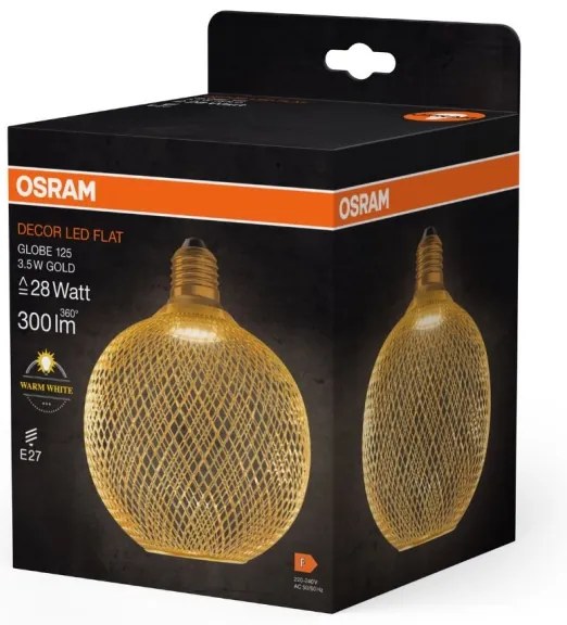 Lampadina LED DECOR FLAT G125 E27/3,5W/230V 2700K oro - Osram