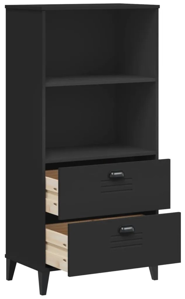 Libreria viken nera 60x35x123 cm in legno massello di pino