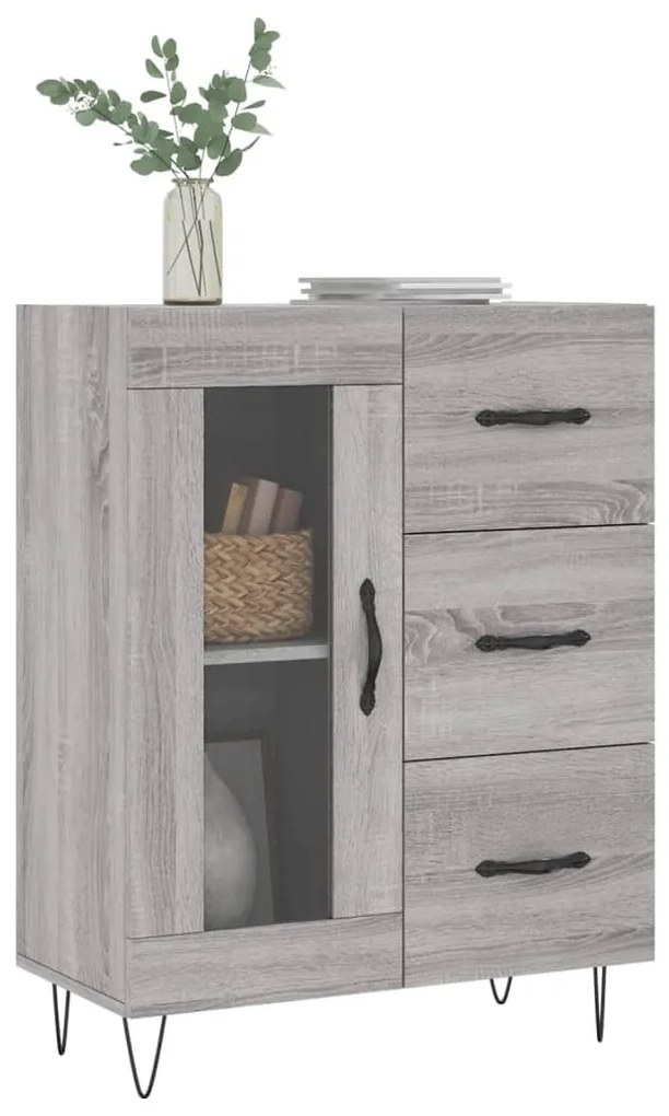 Credenza grigio sonoma 69,5x34x90 cm in legno multistrato