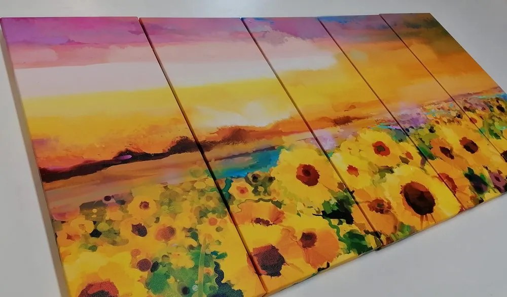 Quadri 5 pezzi – Campo di girasoli