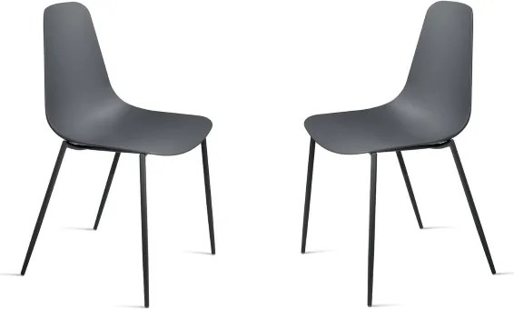 Sedia in polipropilene Grigio Scuro con gambe in metallo LUANA 2 sedie