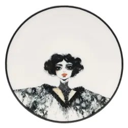 Set da tavola 4 pezzi in porcellana, nero/bianco