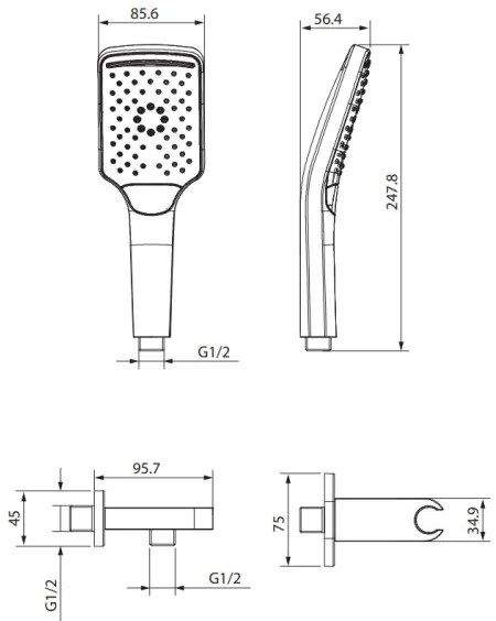 Cersanit S951-512 - Set da doccia LARGA cromo lucido