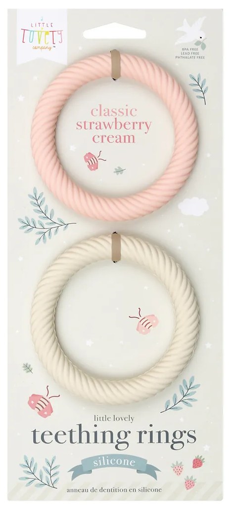 A Little Lovely Company - massaggiagengive in silicone - fragole con panna, 2 pezzi