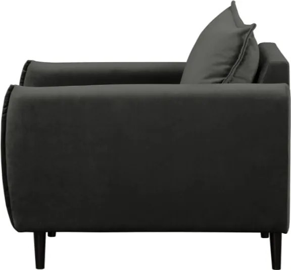 Poltrona grigio scuro con rivestimento in velluto Juli – Ropez