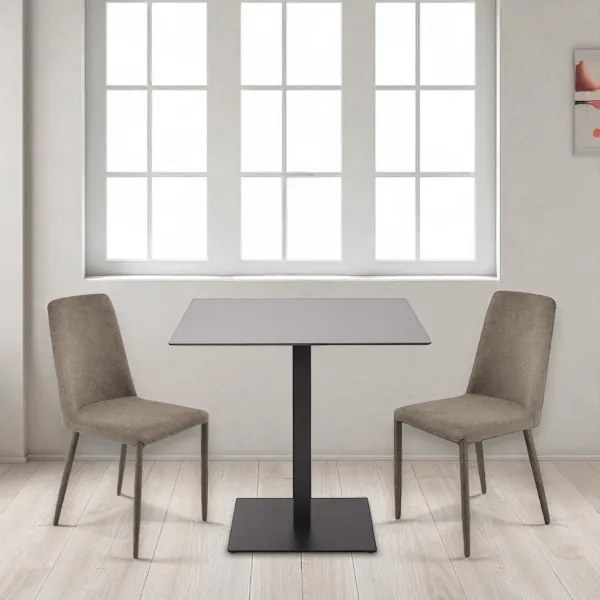 Tavolo quadrato da bar pub ristorante per esterno 80x80 cm piano in HPL Cemento H 74