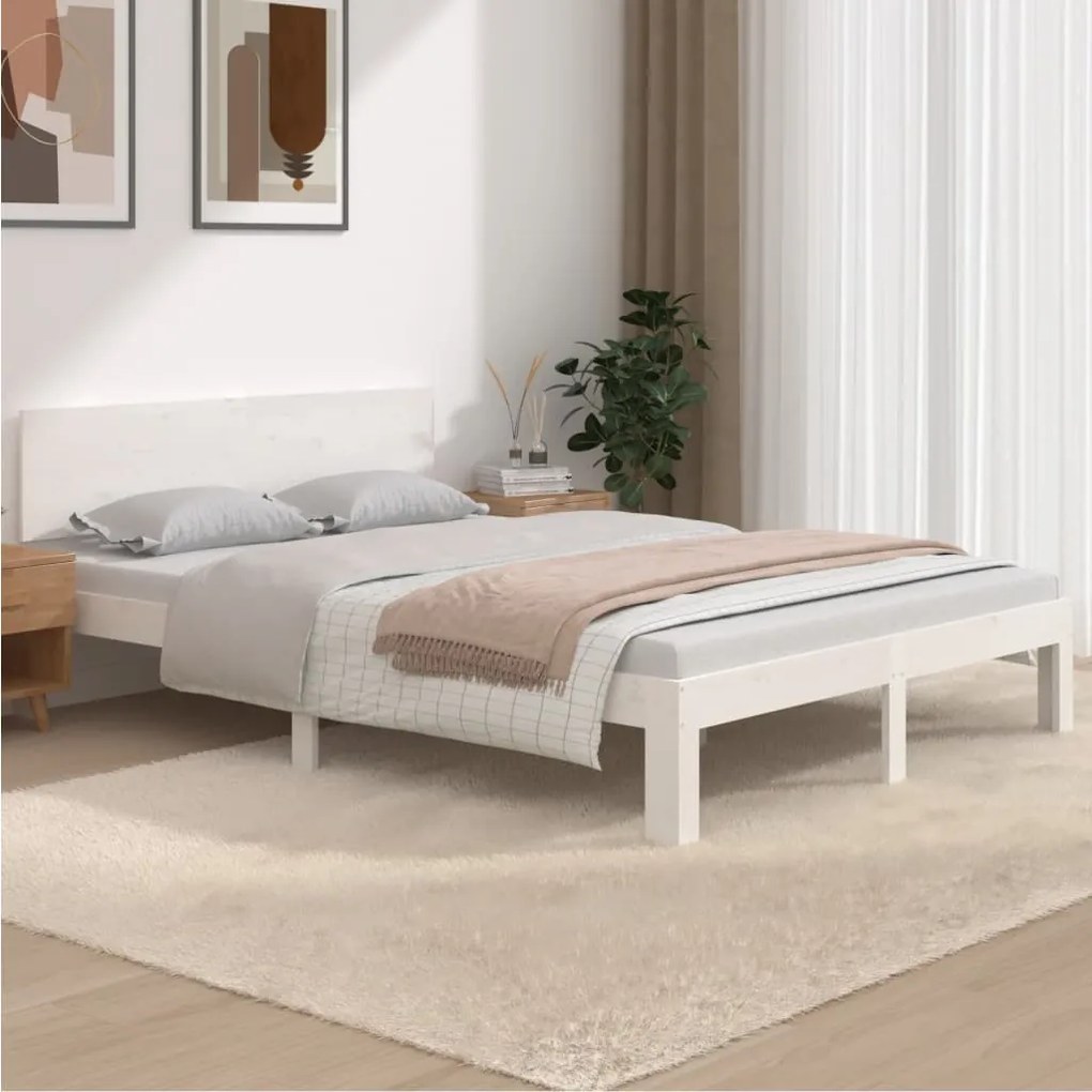 Giroletto Bianco İn Legno Massello 135x190 Cm Double /