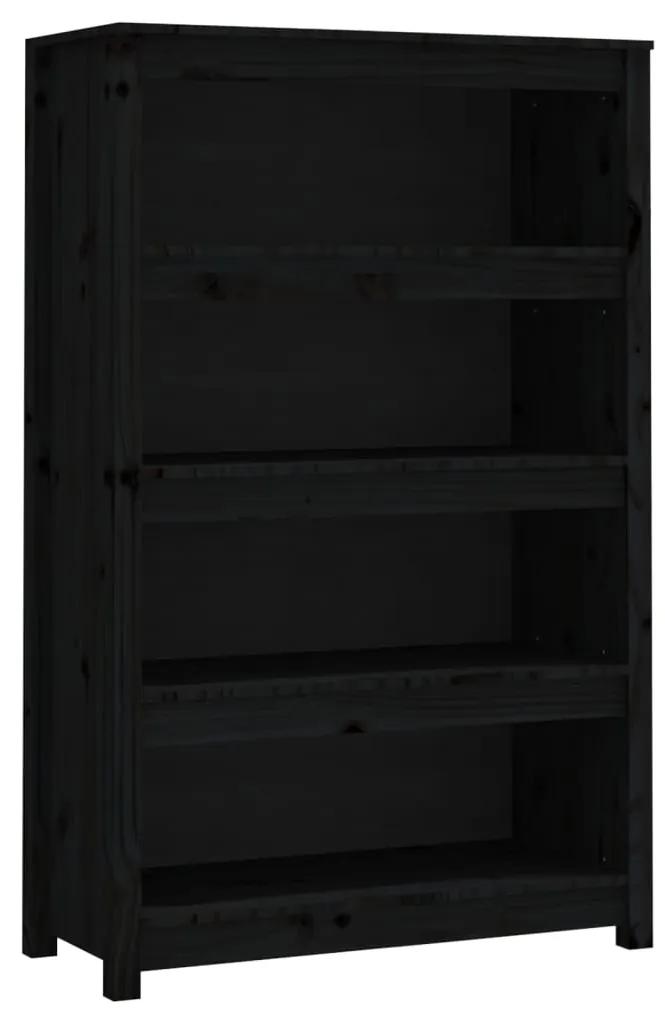 Libreria nera 80x35x126 cm in legno massello di pino