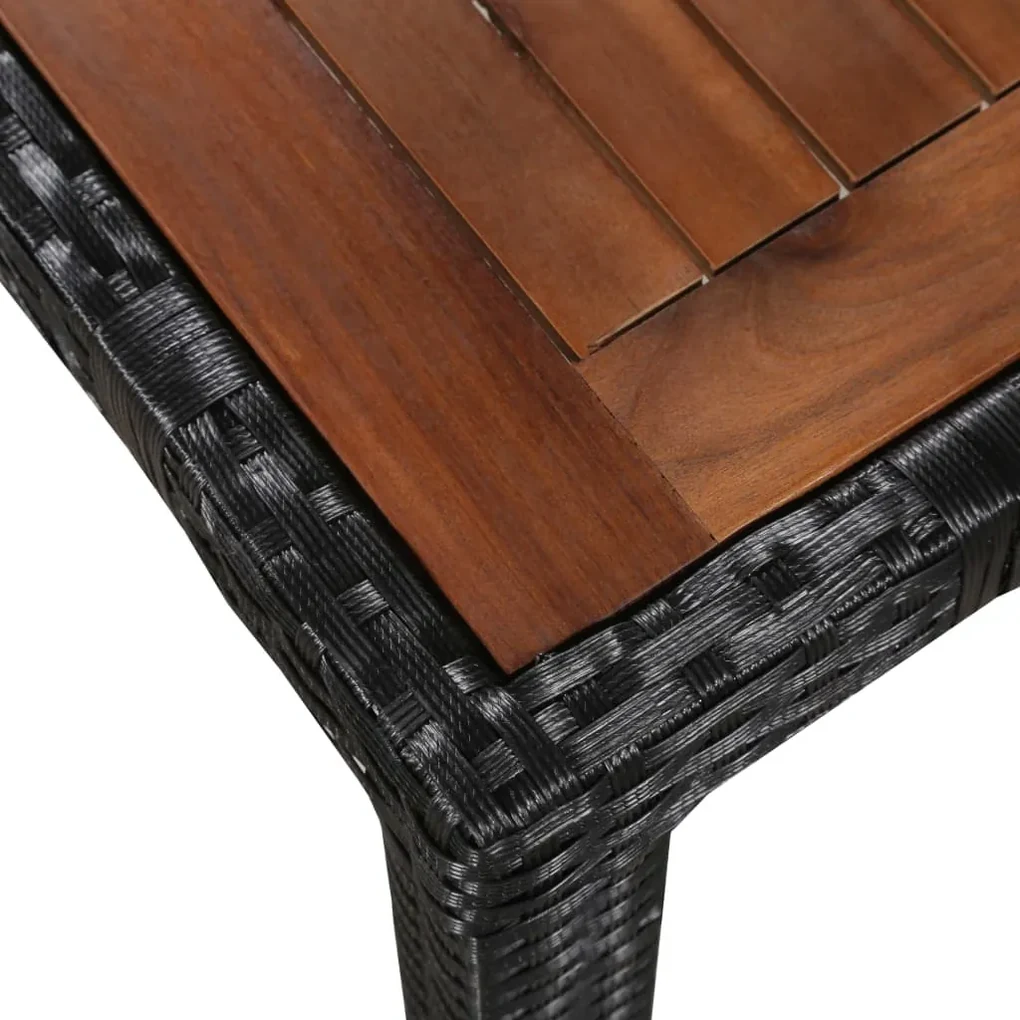 Set da pranzo da giardino 9 pz in polyrattan e acacia nero