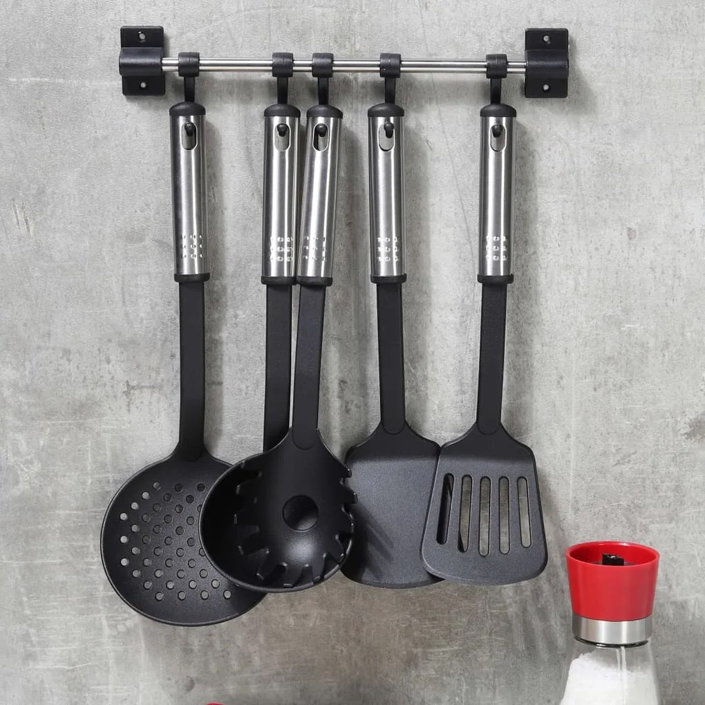 Set Utensili Da Cucina 6 Pz Nero E Argento /