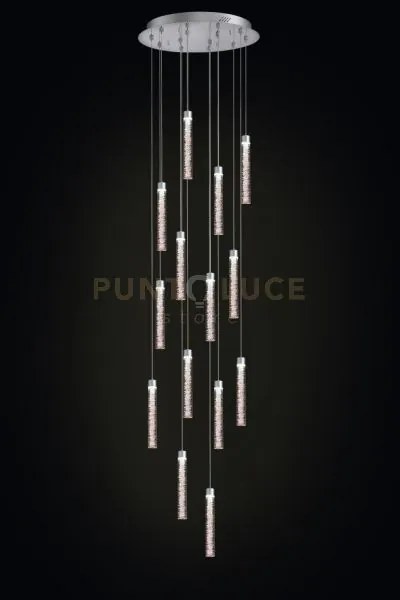 Crackle lampada a sospensione rotonda cromata 14 luci, led 67,2w , ...
