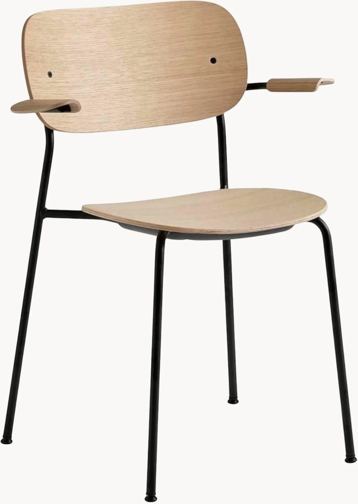Sedia da pranzo in metallo e legno con braccioli Co