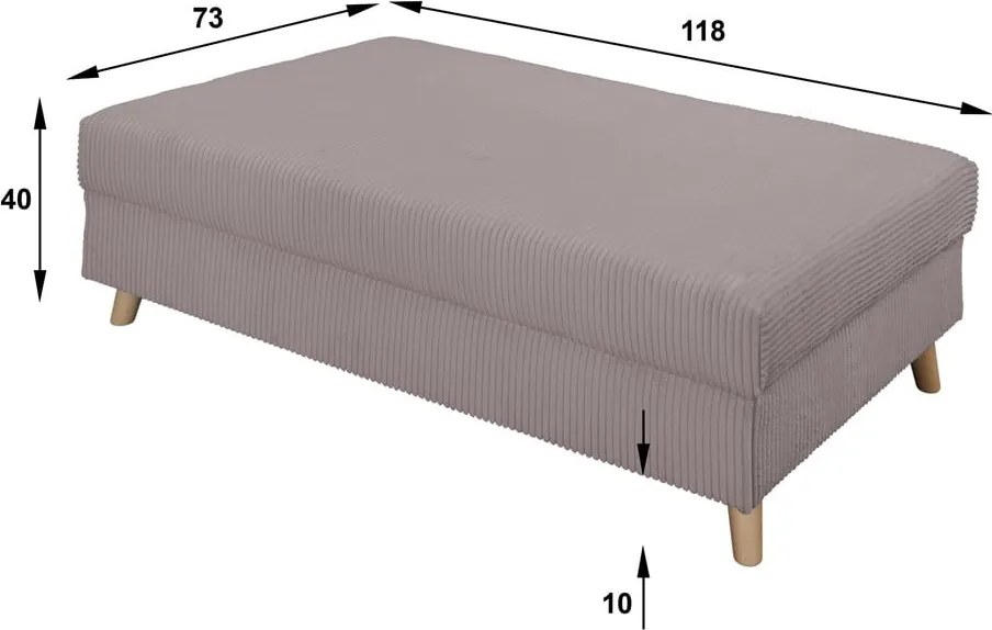 Sgabello in velluto a coste grigio Ariella - Ropez