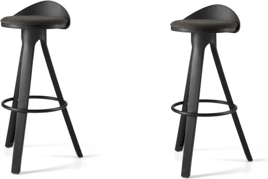 Sgabello per cucina bar in metallo verniciato Nero REINA set 2 pezzi